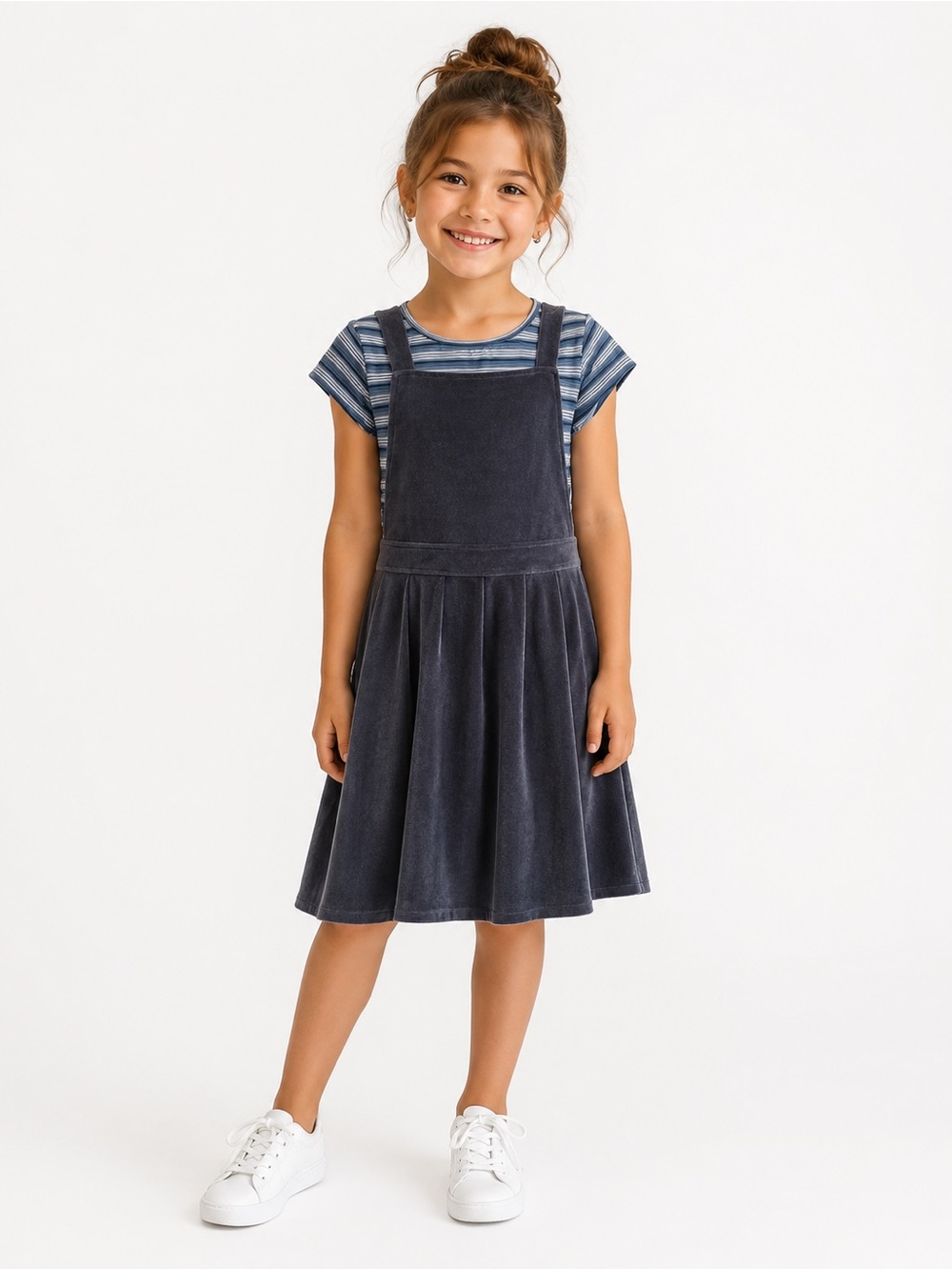 Beautees Blue and White Striped Casual Dress